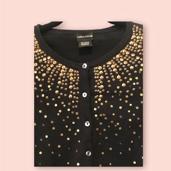 Lord & Taylor Black Embellished Cardigan - Picture 2 of 2